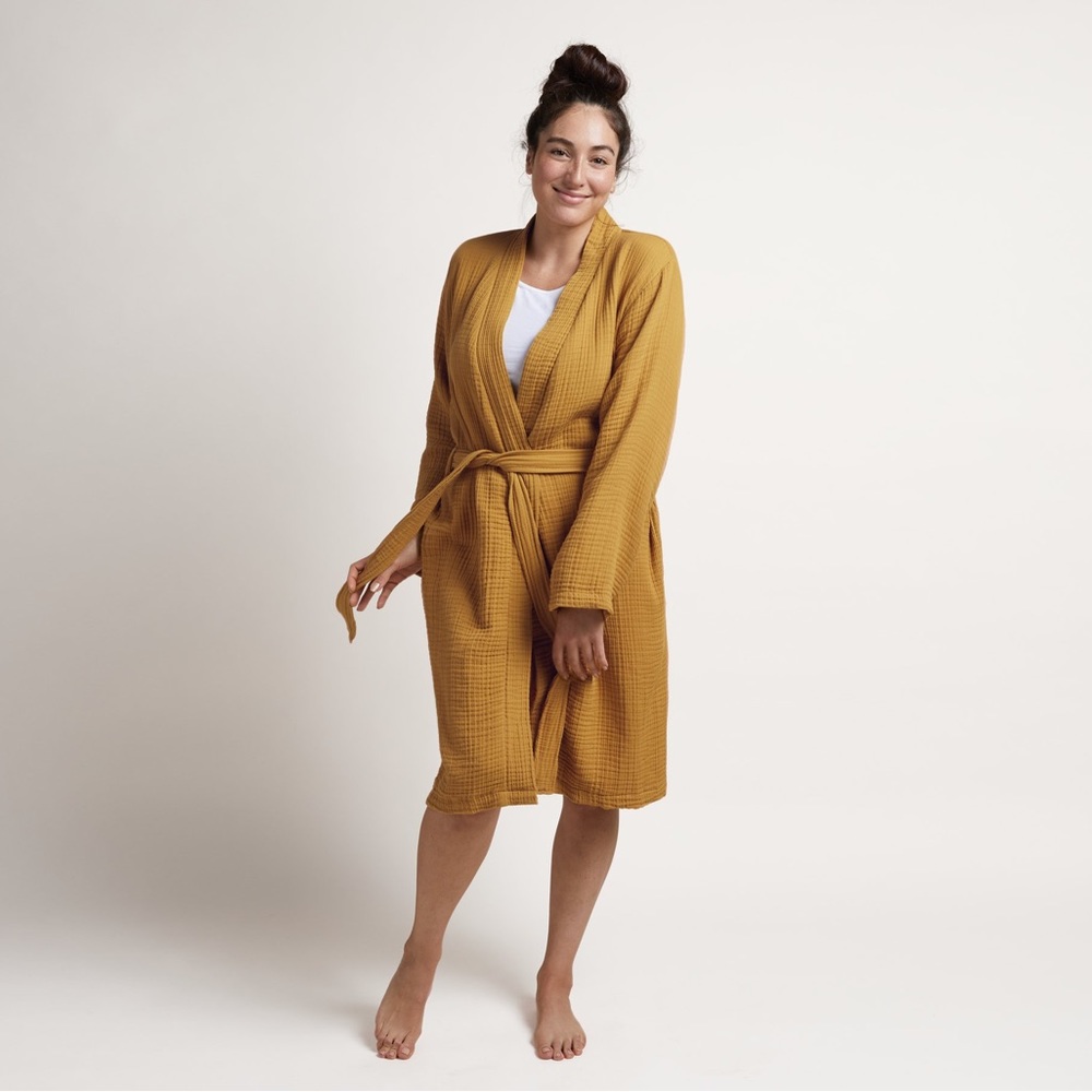 Parachute cloud cotton robe mustard size medium